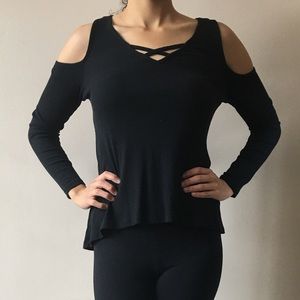 Long sleeve cold shoulder top